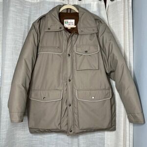 Vintage Field & Stream Down Insulated Puffer Coat Parka Pockets Men's Size Large